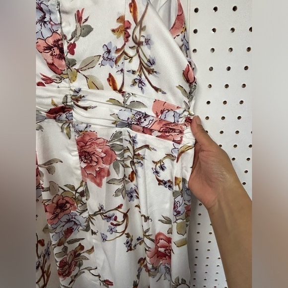 Lulu's White and Pink Floral Midi Dress - Picture 5 of 7